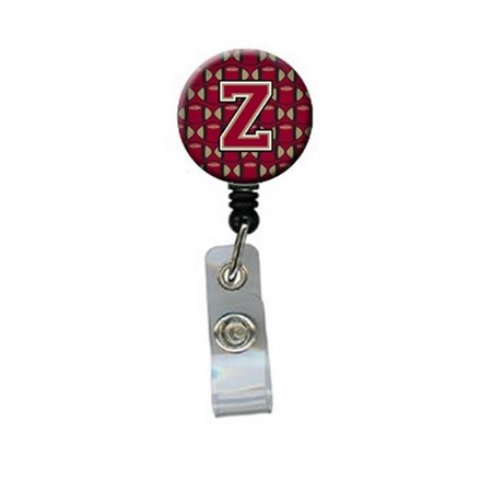 CAROLINES TREASURES Letter Z Football Garnet and Gold Retractable Badge Reel CJ1078-ZBR